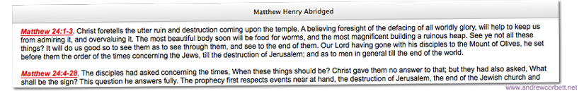 Matthew Henry's Commentary on the 'Parousia'