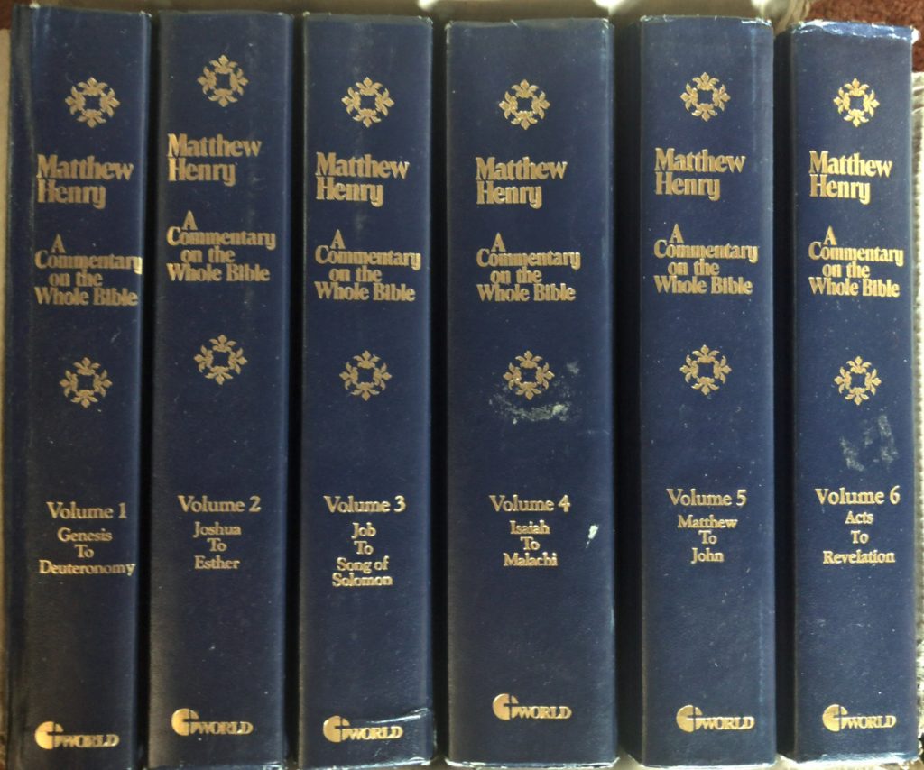 Matthew Henry's 6 Volume Commentary Set, which Matthew Henry did not himself complete.